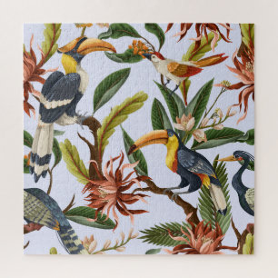 Vögel & Blume: Tropisches Vintages Muster. Puzzle