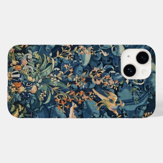 VÖGEL, BLUME UND BLÄTTER, blau Case-Mate iPhone Hülle (Rückseite (Horizontal))