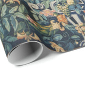 VÖGEL, BLUME UND BLÄTTER, blau Geschenkpapier (Rolleneckpunkt)