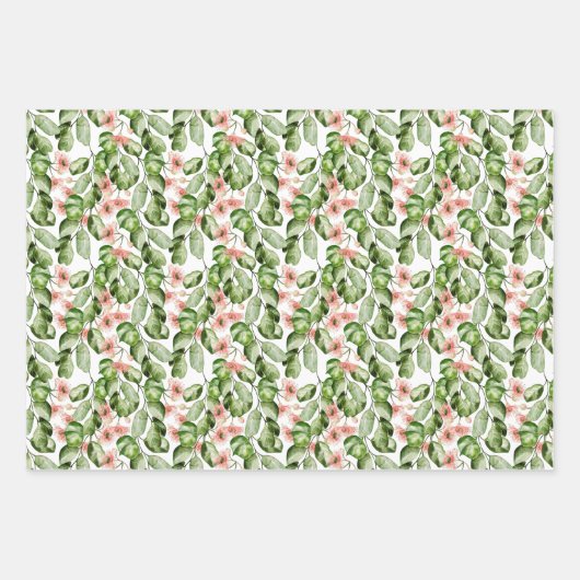 Vogel, Blume und Foliage Geschenkpapier Set (Vorderseite 2)