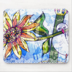 Vogel, Blume und Spitzen Mousepad