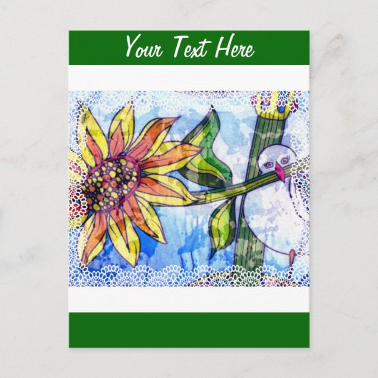 Vogel, Blume und Spitzen Postkarte (Vorderseite)