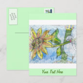 Vogel, Blume und Spitzen Postkarte (Vorne/Hinten)