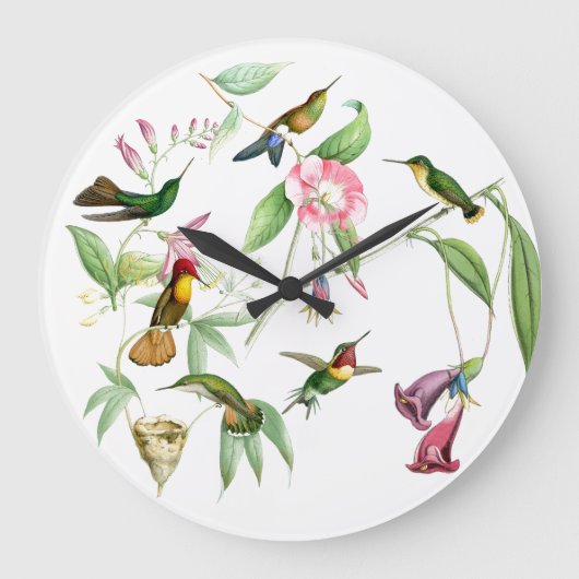 Vögel Blume Vögel Wildtiere Tiere Blütentiere Große Wanduhr (Vorderseite)