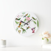 Vögel Blume Vögel Wildtiere Tiere Blütentiere Große Wanduhr (Zuhause)