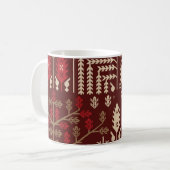 Vögel Blumen Dunkelblaues Muster Kaffeetasse (Vorderseite Links)