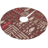 Vögel Blumen Dunkelblaues Muster Polyester Weihnachtsbaumdecke (Schrägansicht)