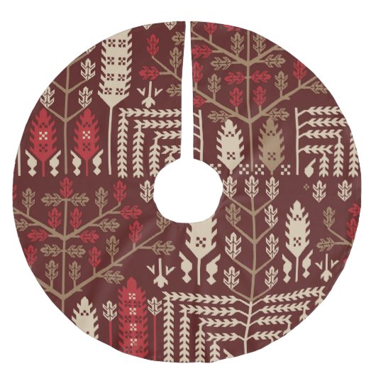 Vögel Blumen Dunkelblaues Muster Polyester Weihnachtsbaumdecke (Vorderseite)