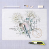 Vogel-Blumen-Französische-Schrift-Poststempel-Deco Seidenpapier (Handwerk)