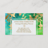 *~* Vogel-Blumen-Goldkunst-Deko-Muster Visitenkarte (Rückseite)