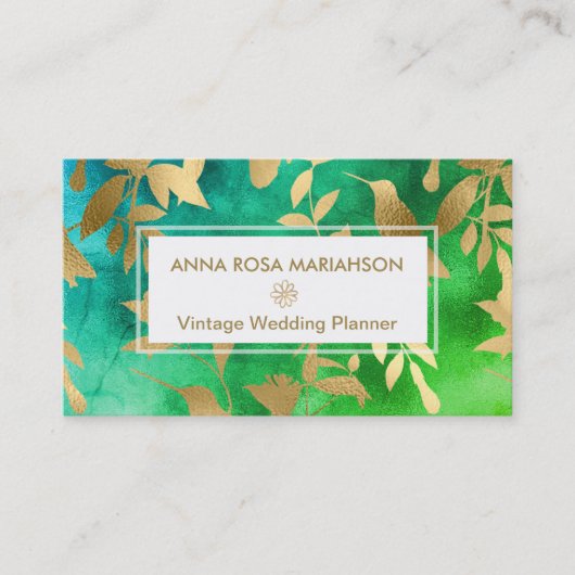 *~* Vogel-Blumen-Goldkunst-Deko-Muster Visitenkarte (Vorderseite)
