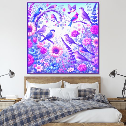 Vögel Blumen Leinwanddruck (Insitu (Schlafzimmer))