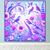 Vögel Blumen Leinwanddruck (Insitu (Holzboden))