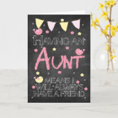 Vogel-Blumen Tanten-Birthday Chalkboard With Karte (Gelbe Blume)