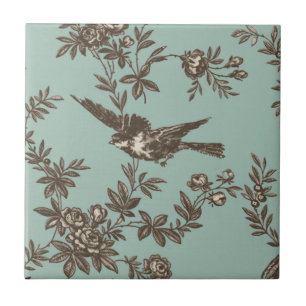 Vogel-Blumen-Toile Fliese