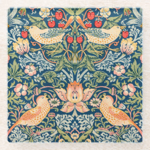 Vögel & Blumen Wm Morris Kunst Glasuntersetzer