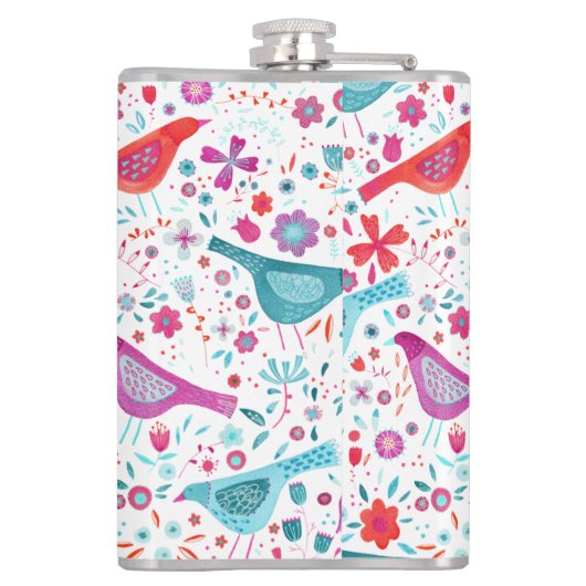 Vögel Blumengewässer Flachmann (Rückseite)