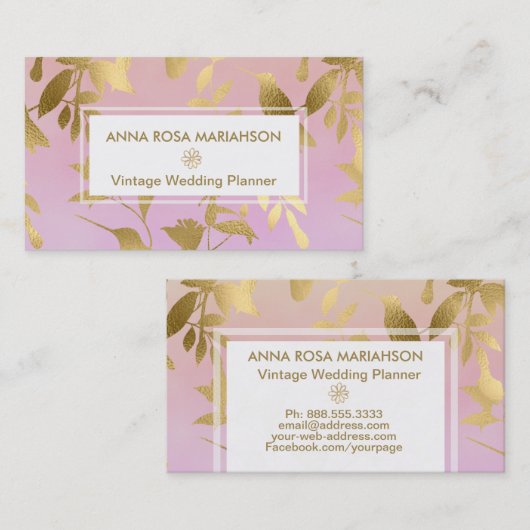 *~* Vogel-Blumengoldkunst-Deko-Muster Visitenkarte (Vorne/Hinten)