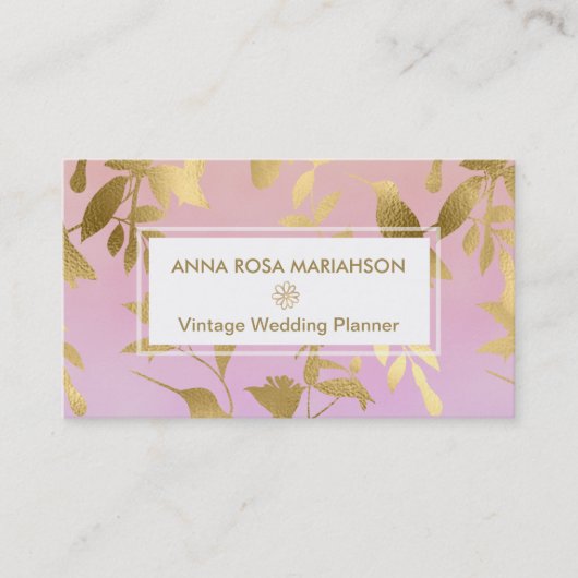 *~* Vogel-Blumengoldkunst-Deko-Muster Visitenkarte (Vorderseite)