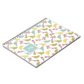 Vögel & Blüten Wasserfarben Mit Monogramm Notizblock (Linke Seite)