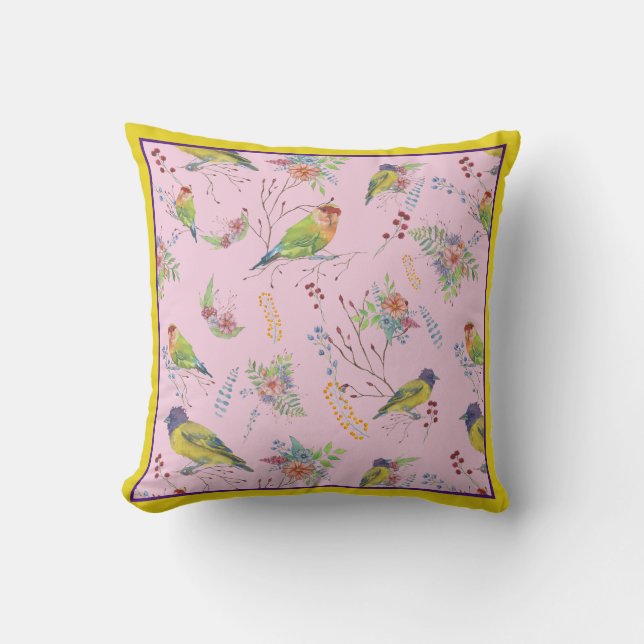 Vogel Botanischer Wurfkissen Kissen (Vorderseite)