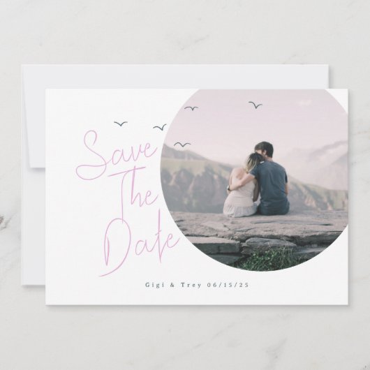 Vögel & Breezy Save the Date Card Einladung (Vorderseite)