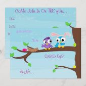 Vogel-Bunny-Ostereierjagd Einladung (Vorne/Hinten)