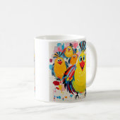 Vögel bunten Kunst abstrakt dick Riesen niedlich l Kaffeetasse (VorderseiteRechts)