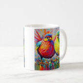 Vögel bunten Kunst abstrakt dick Riesen niedlich l Kaffeetasse (VorderseiteRechts)