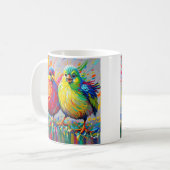 Vögel bunten Kunst abstrakt dick Riesen niedlich l Kaffeetasse (Vorderseite Links)