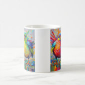 Vögel bunten Kunst abstrakt dick Riesen niedlich l Kaffeetasse (Mittel)
