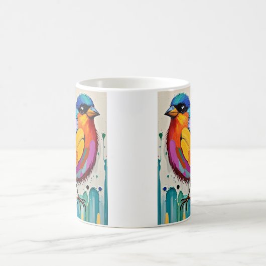 Vögel bunten Kunst abstrakt dick Riesen niedlich l Kaffeetasse (Mittel)