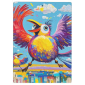 Vögel bunten Kunst abstrakt dick Riesen niedlich l Klemmbrett (Rückseite)