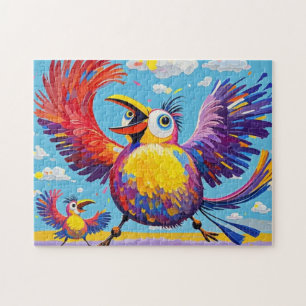 Vögel bunten Kunst abstrakt dick Riesen niedlich l Puzzle