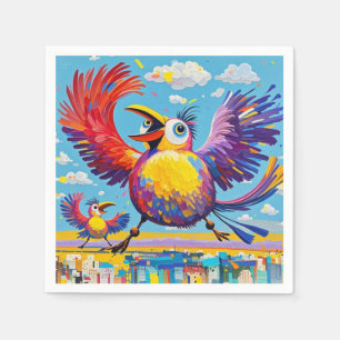 Vögel bunten Kunst abstrakt dick Riesen niedlich l Serviette