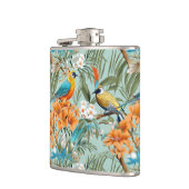 Vögel Chinoiserie Minz Orange Flachmann (Links)