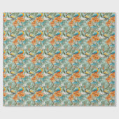 Vögel Chinoiserie Minz Orange Geschenkpapier (Flach)
