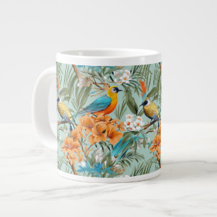 Vögel Chinoiserie Minz Orange Jumbo-Tasse