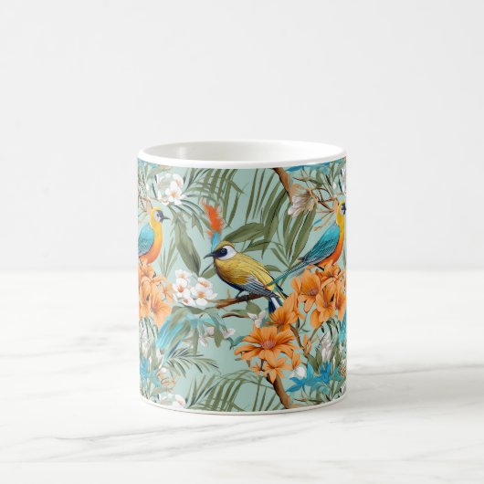 Vögel Chinoiserie Minz Orange Kaffeetasse (Mittel)