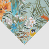 Vögel Chinoiserie Minz Orange Seidenpapier (Detail)
