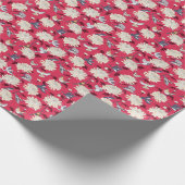 Vögel & Chrysanthemen: Vintage Blüten Geschenkpapier (Ecke)