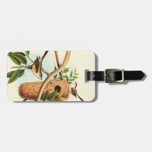 Vogel Couple auf einem Nest auf einem Zweig Gepäckanhänger (Vorderseite horizontal)