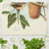 Vogel Couple auf einem Nest auf einem Zweig Geschirrtuch (Gefaltet)