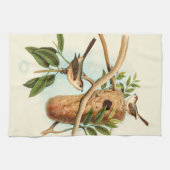 Vogel Couple auf einem Nest auf einem Zweig Geschirrtuch (Horizontal)