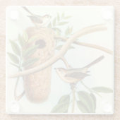 Vogel Couple auf einem Nest auf einem Zweig Glasuntersetzer (Rückseite)