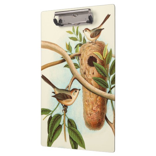 Vogel Couple auf einem Nest auf einem Zweig Klemmbrett (Links)