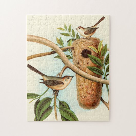 Vogel Couple auf einem Nest auf einem Zweig Puzzle (Vertikal)