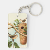 Vogel Couple auf einem Nest auf einem Zweig Schlüsselanhänger (Rückseite)
