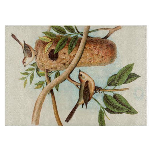 Vogel Couple auf einem Nest auf einem Zweig Schneidebrett (Vorderseite)