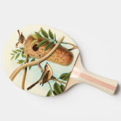 Vogel Couple auf einem Nest auf einem Zweig Tischtennis Schläger (Seitenansicht)